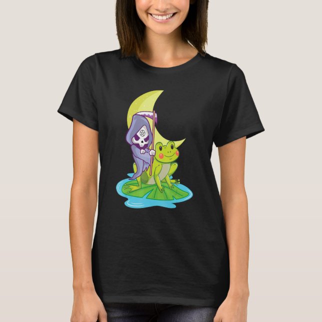 Goth Moon Phase Frog Moon Phase Frog T-Shirt (Front)