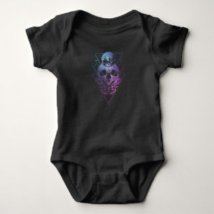 Goth Moon Skull Gothic Wicca Crescent Lunar Moth Baby Bodysuit