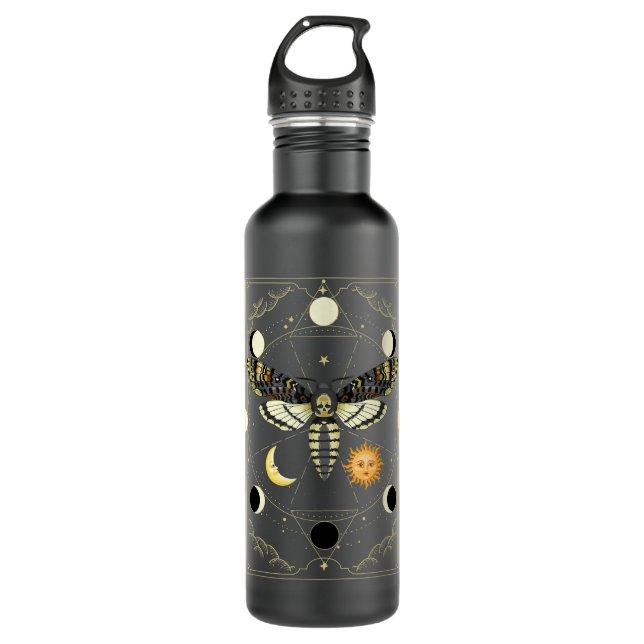 Goth moth tarot card Moth  710 Ml Water Bottle (Front)