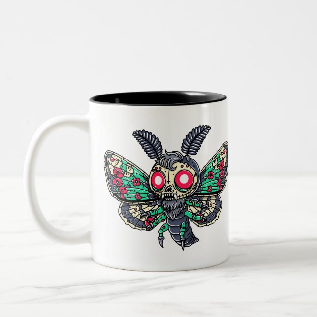 Goth Moth Two-Tone Coffee Mug (Left)