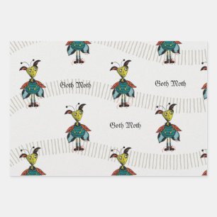 Goth Moth - Wrapping Paper Flat Sheet Set of 3