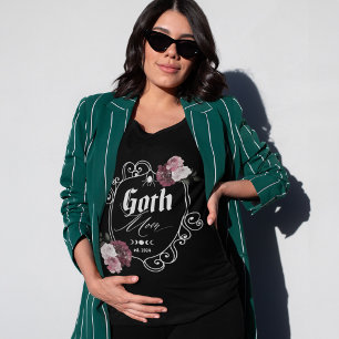 Goth Mum Pregnancy Announcement Floral Crest