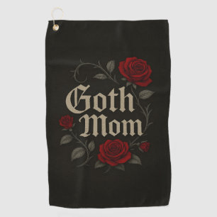 Goth Mum Red Rose Floral Victorian Gold Typography Golf Towel