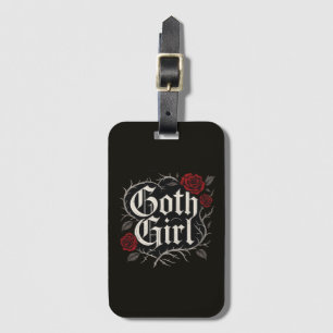 Goth Mum Red Rose Floral Vine Black Gothic Luggage Tag