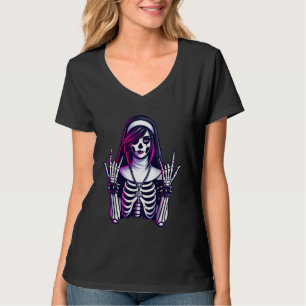 Goth Nun, Goth Girl, Funny Emo Punk Skeleton, Alt T-Shirt