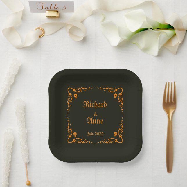 Goth or Halloween Wedding  Paper Plate (Wedding)