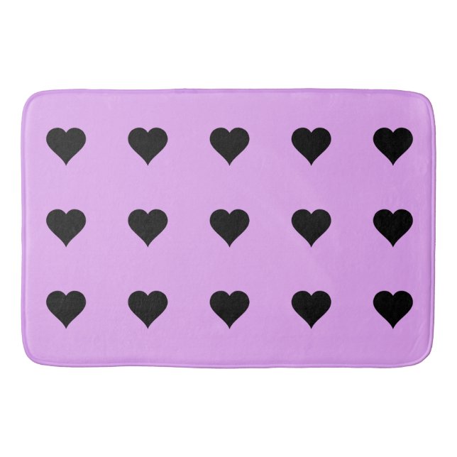 Goth Pink and Black Heart Design Bath Mat (Front)
