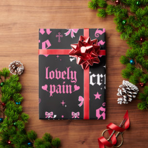 Goth Pink Black Wrapping Paper Lovely Pain Emo
