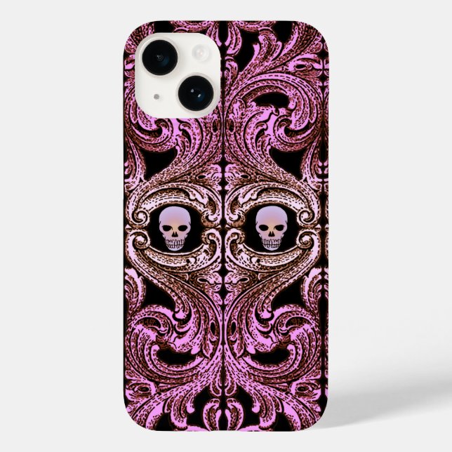 Goth Pink Ornament with Skull Case-Mate iPhone Case (Back)