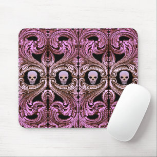Goth Pink Ornament with Skull Mouse Mat