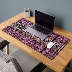 Goth Pink Ornament with Skull Personalised Desk Mat