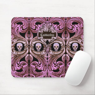 Goth Pink Ornament with Skull Personalised Mouse Mat