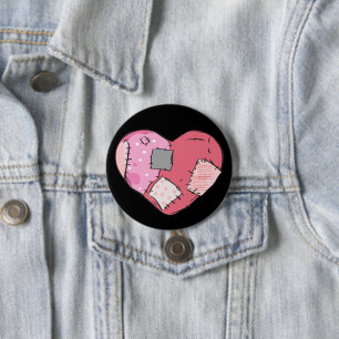 Goth Pink Patched Up Heart 7.5 Cm Round Badge