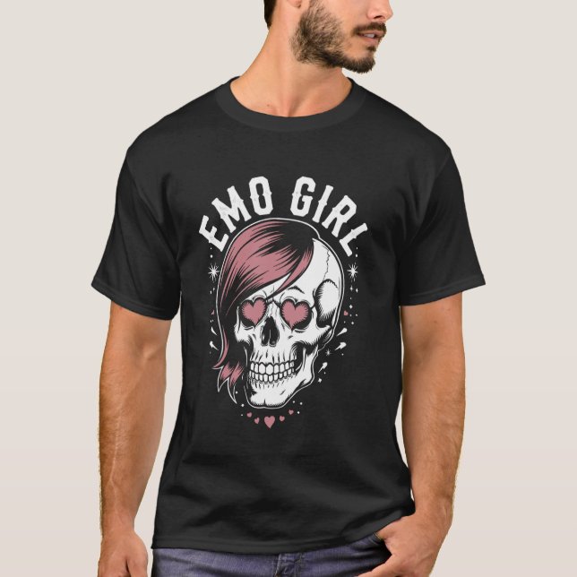 Goth Pink Skull Alt Grunge Scene Kid 2000s Punk Em T-Shirt (Front)