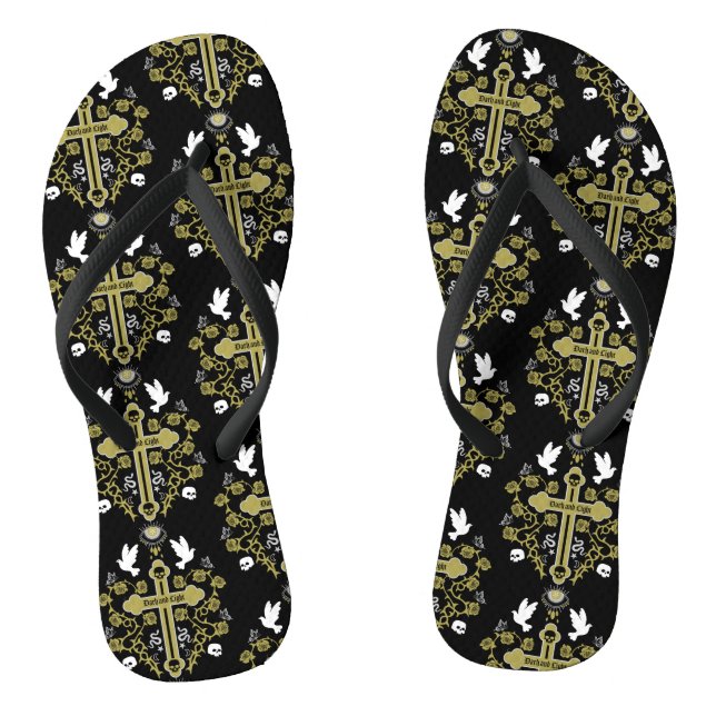 Goth Post Punk Fashion Flip Flops (Footbed)