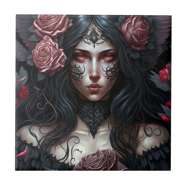 Goth Princess Gothic Fantasy Art Tile (Front)