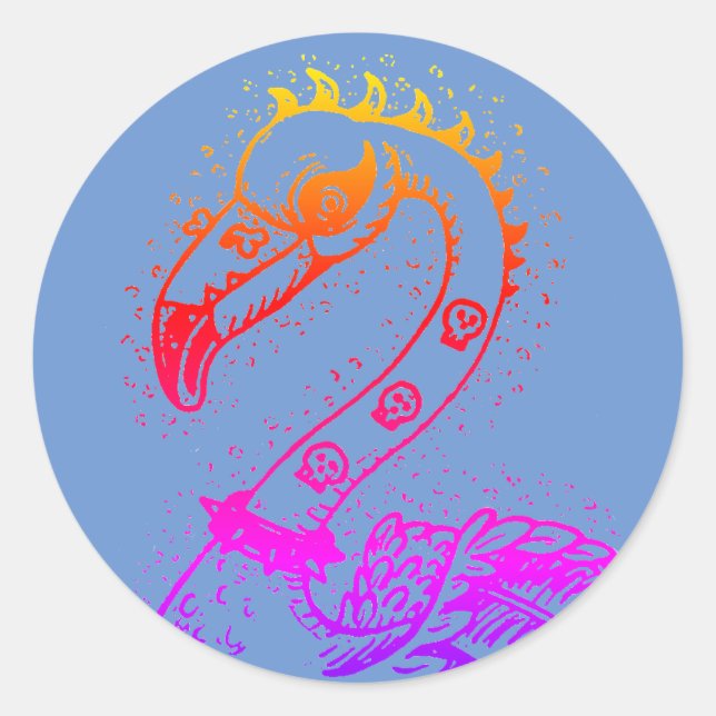 GOTH PUNK ROCKER FLAMINGO, SKULLS, SPIKED HAIR CLASSIC ROUND STICKER (Front)