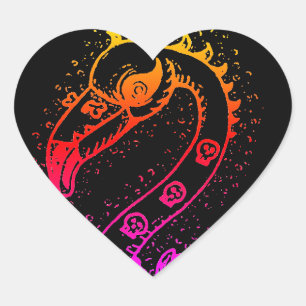 GOTH PUNK ROCKER FLAMINGO, SKULLS, SPIKED HAIR HEART STICKER