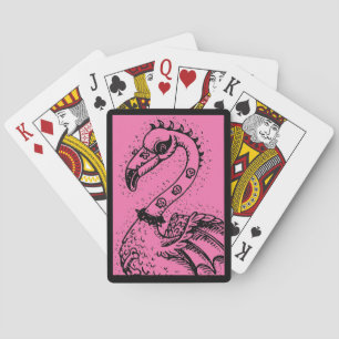 GOTH PUNK ROCKER FLAMINGO, SKULLS, SPIKED HAIR PLAYING CARDS