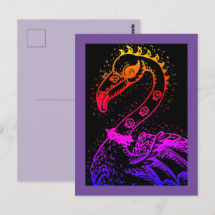 GOTH PUNK ROCKER FLAMINGO, SKULLS, SPIKED HAIR POSTCARD