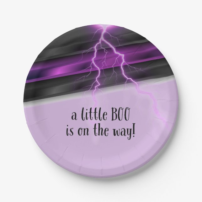 Goth Purple Black Halloween Event Baby Shower Paper Plate (Front)