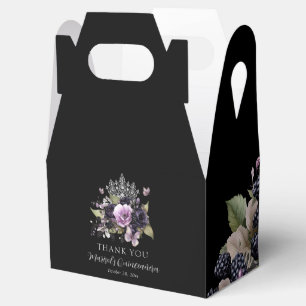 Goth Purple & Black Moody Florals Quinceañera Favour Box