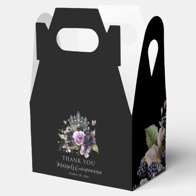 Goth Purple & Black Moody Florals Quinceañera  Favour Box (Opened)