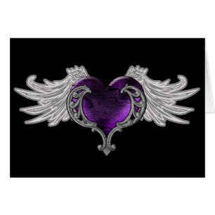 Goth Purple Heart with Angel Wings