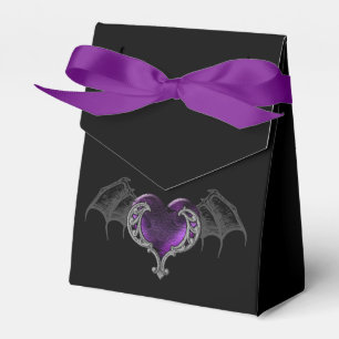 Goth Purple Heart with Bat Wings Favour Box
