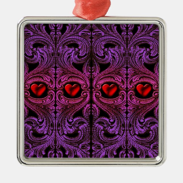 Goth Purple Ornament with Heart (Front)
