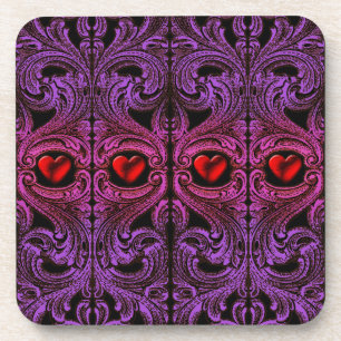 Goth Purple Ornament with Heart Coaster