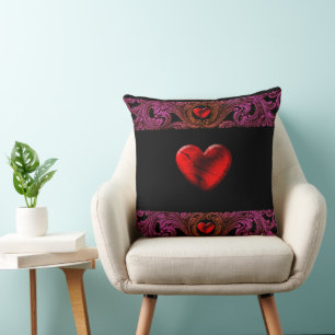 Goth Purple Ornament With Heart  Cushion