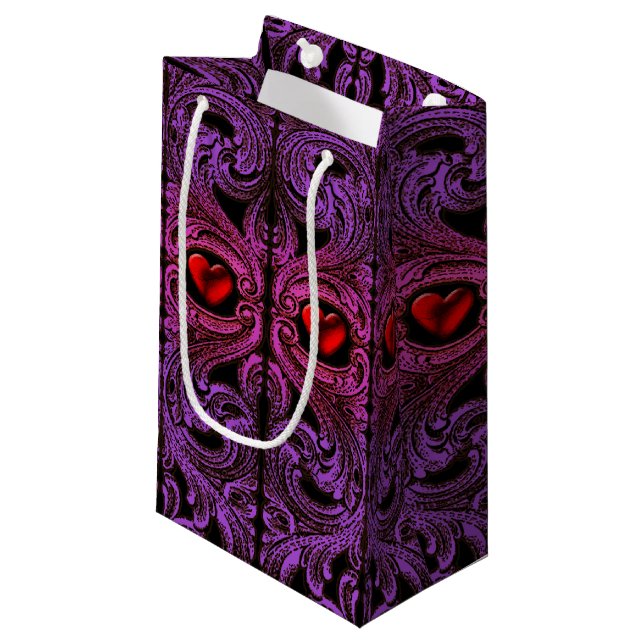 Goth Purple Ornament With Heart Gift Bag (Front Angled)