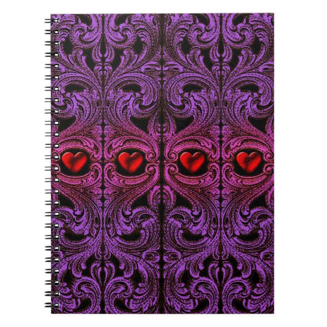 Goth Purple Ornament with Heart Notebook (Front)