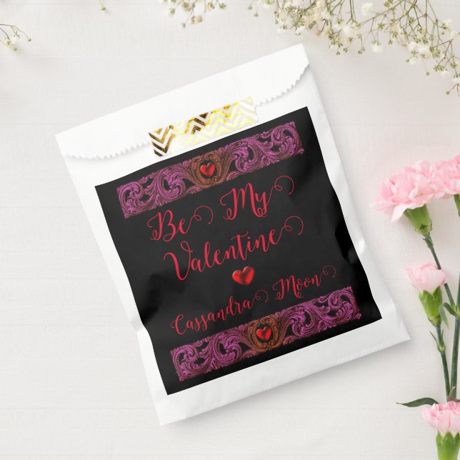 Goth Purple Ornament With Heart Personalised Favour Bags (Sealed)