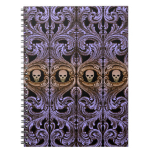 Goth Purple Ornament With Skull Notebook