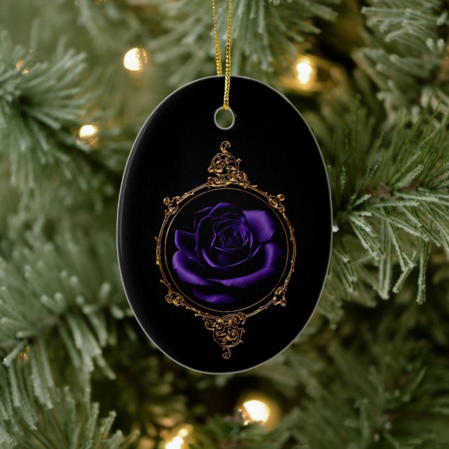Goth Purple Rose  Ceramic Tree Decoration (Tree)