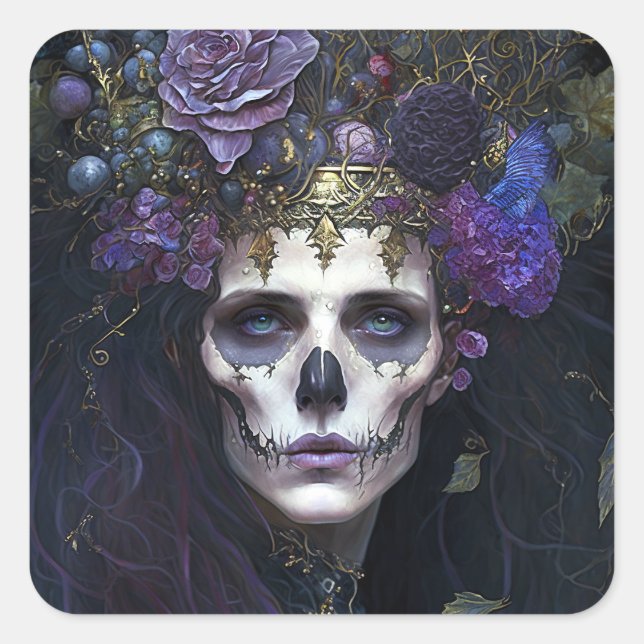 Goth Queen Fantasy Art Square Sticker (Front)