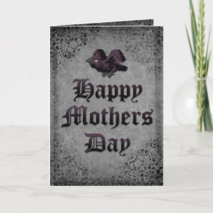 Goth Raven and Bird Skull Mothers Day Card