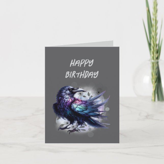 Goth Raven Birthday Card Dark Aesthetic (Front)