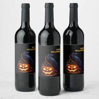 Goth Raven Dark Aesthetic Wine Label