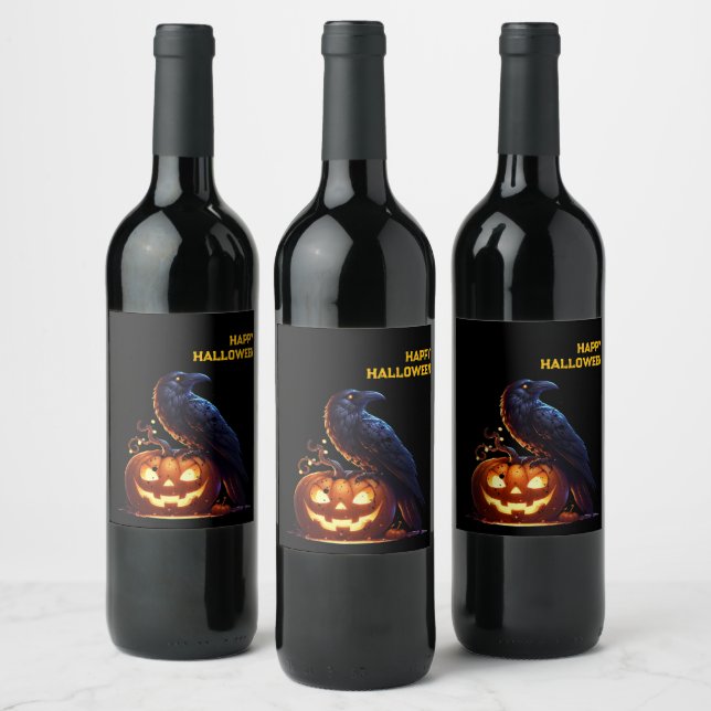 Goth Raven Dark Aesthetic  Wine Label (Bottles)