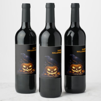 Goth Raven Dark Aesthetic Wine Label