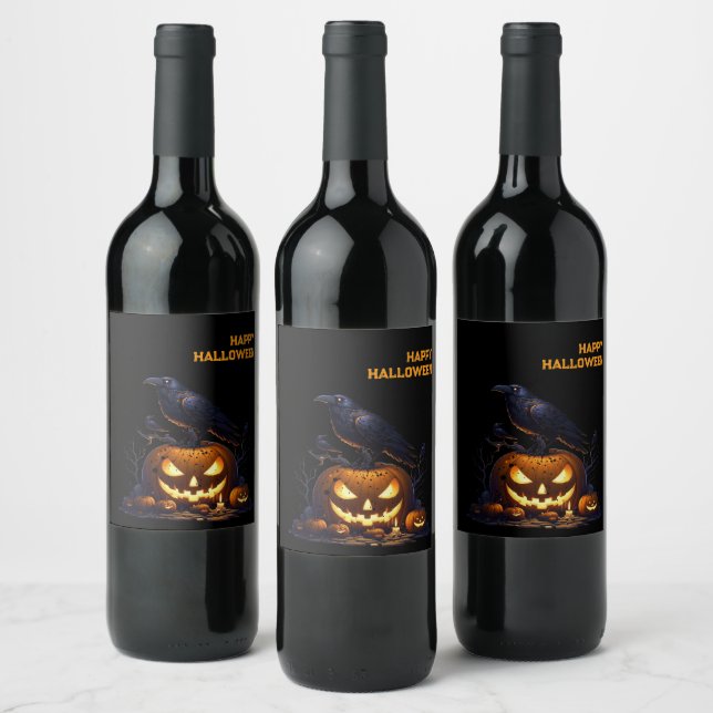Goth Raven Dark Aesthetic  Wine Label (Bottles)