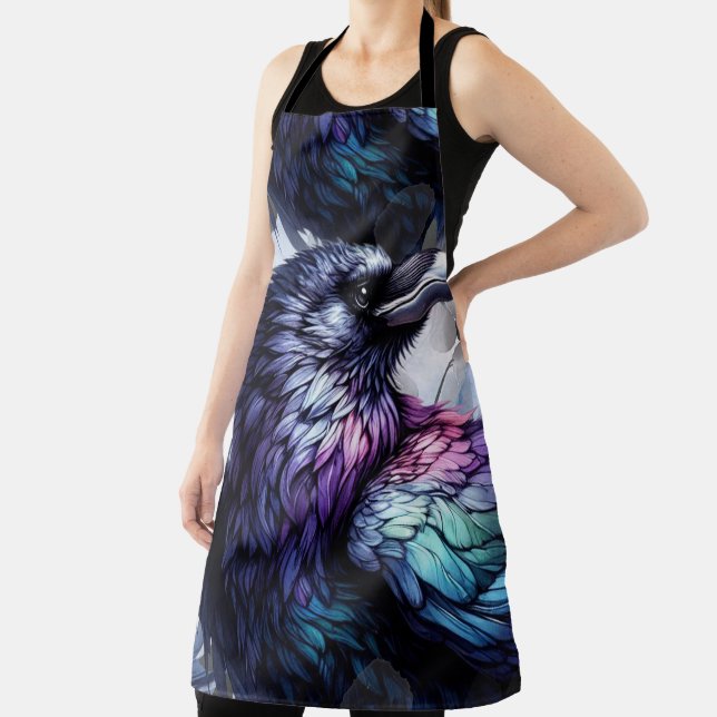 Goth Raven & Moody Florals Apron (Insitu)