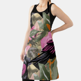 Goth Raven & Moody Florals Apron