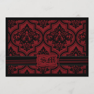 Goth Red Black Damask Wedding Envelope Invitation