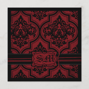 Goth Red Black Damask Wedding Invitations