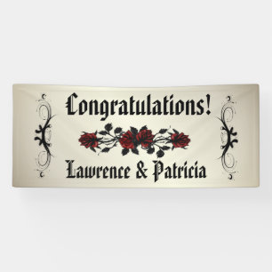 Goth Red Rose Antique Gold Wedding Banner