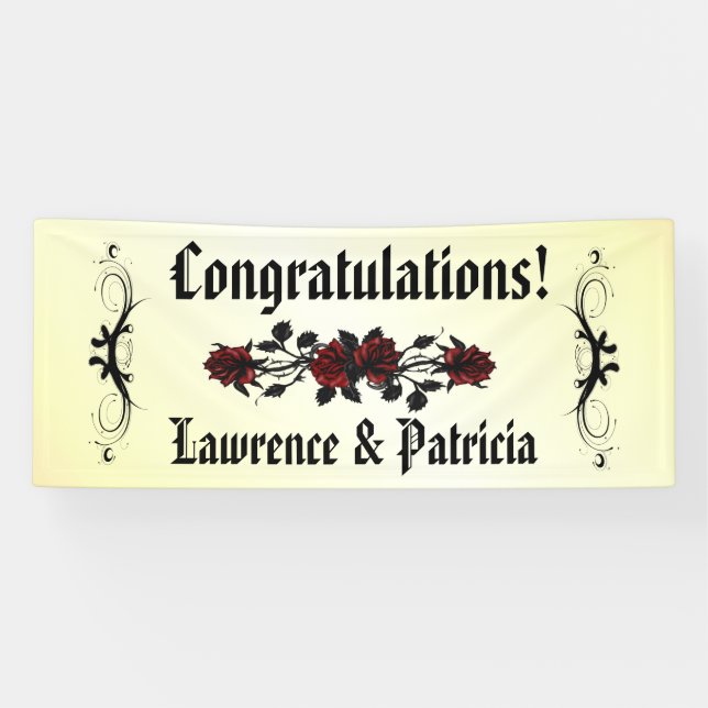 Goth Red Rose Yellow Banner (Horizontal)